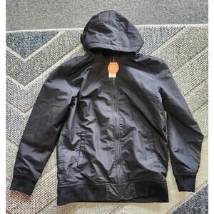 The CHILDRENS PLACE Boys Black Hooded Windbreaker Rain Jacket Coat, XXL 2XL (16)